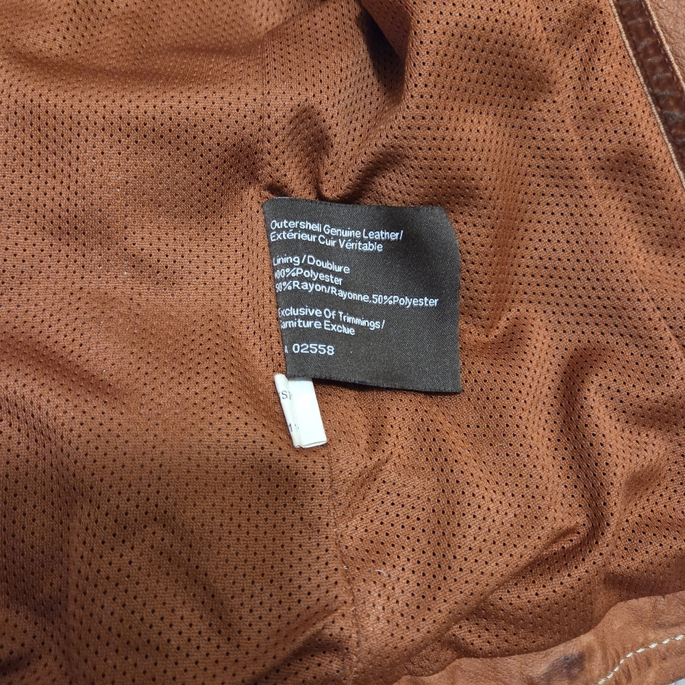 Danier Cognac Genuine Leather Moto Jacket 2XS Fitted Zip Front Fits Like XS - Picture 11 of 14